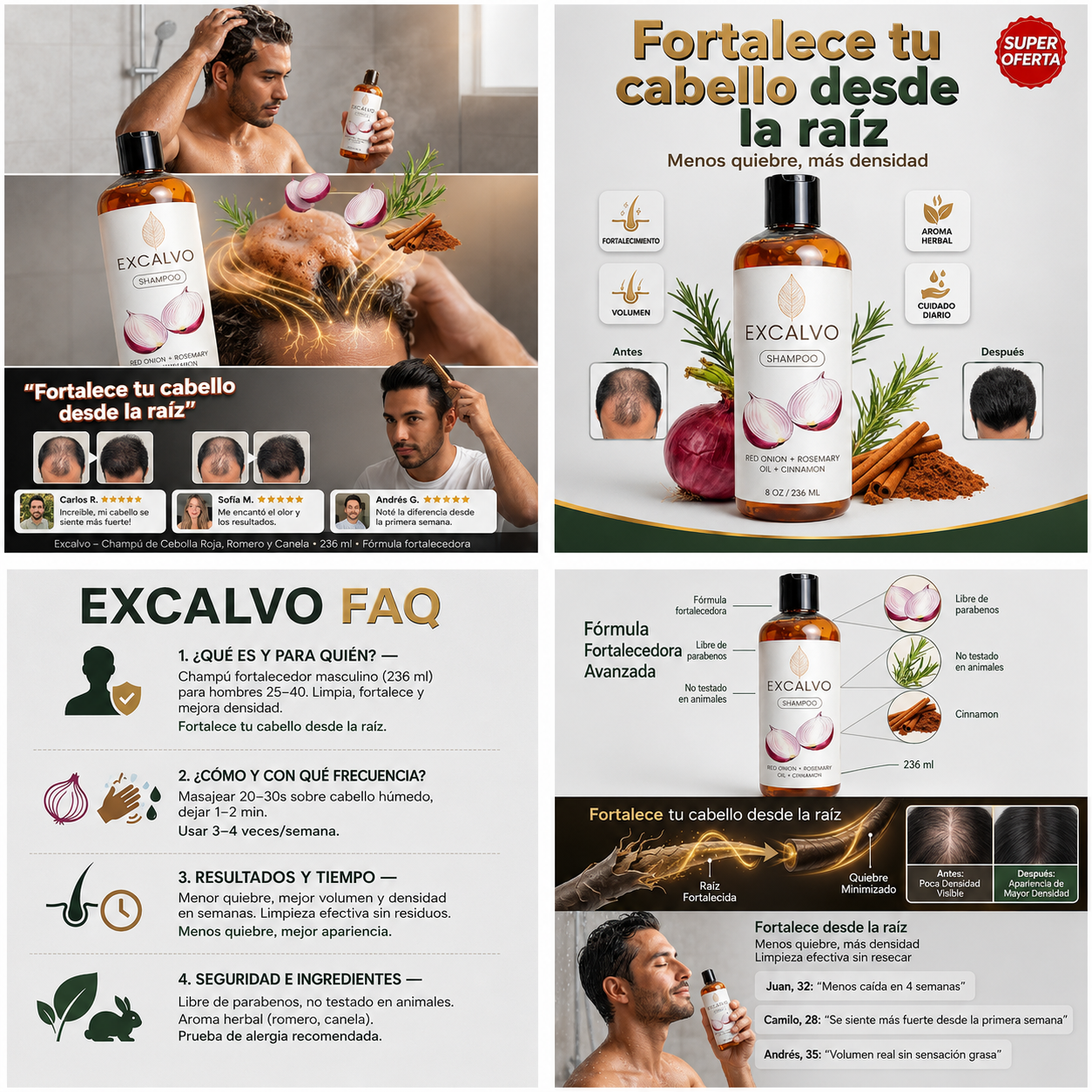 EXCALVO SHAMPOO - SHAMPOO PARA ESTIMULAR EL CRECIMIENTO Y MINIMIZAR LA CAÍDA
